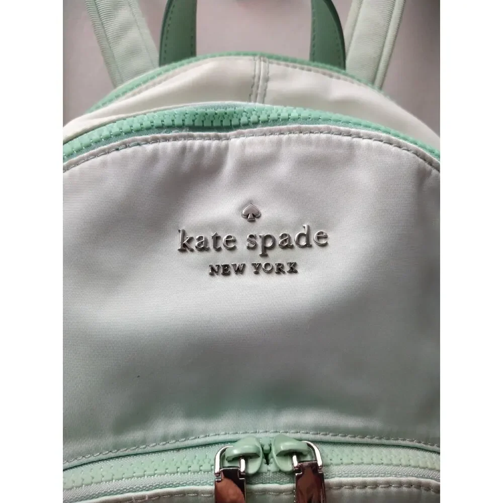 Kate Spade New York Blue White Nylon Zippers Top Handle Backpack